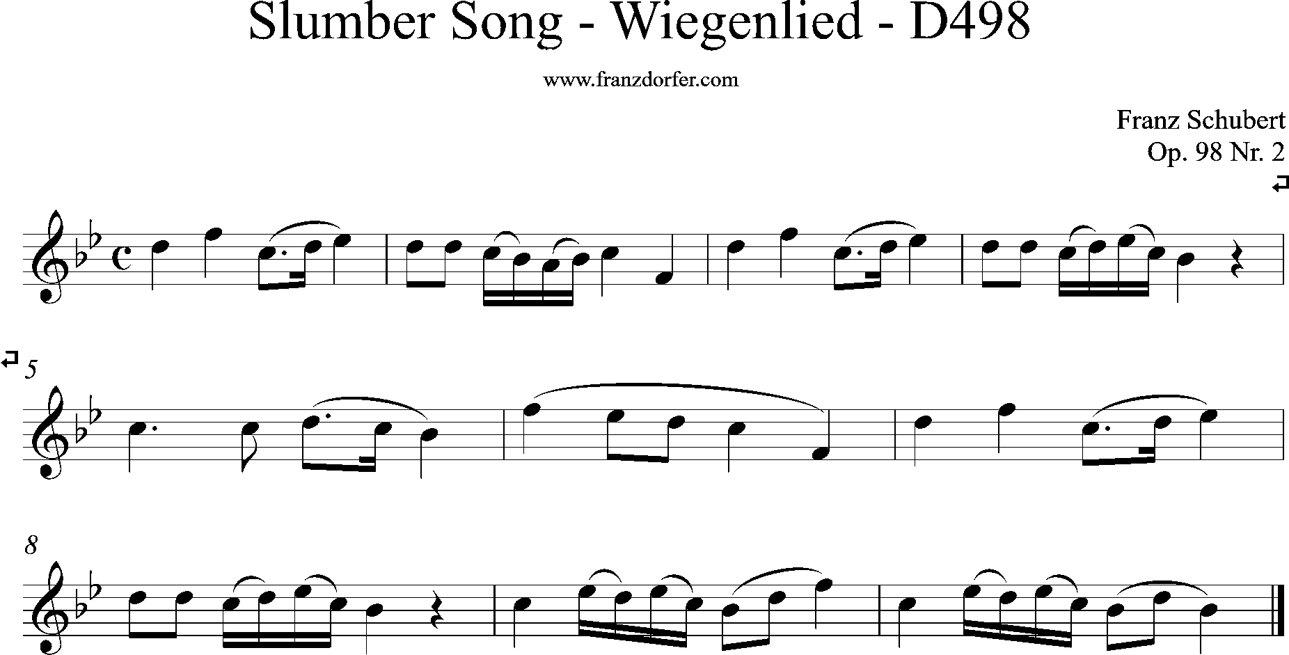 slumbersong, Wiegenlied Schubert, Clarinet Bb-major 